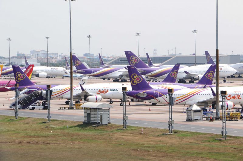 ภาพประวัติศาสตร์ "การบินไทย" วันสุดท้ายก่อนพักยาว 2 เดือน
