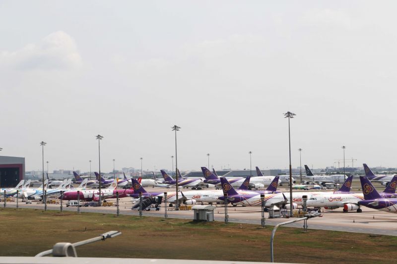 ภาพประวัติศาสตร์ "การบินไทย" วันสุดท้ายก่อนพักยาว 2 เดือน