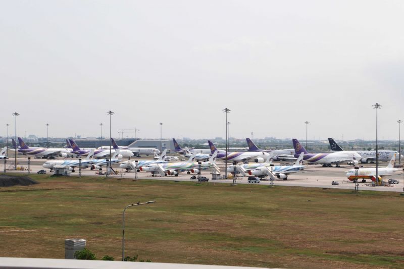 ภาพประวัติศาสตร์ "การบินไทย" วันสุดท้ายก่อนพักยาว 2 เดือน