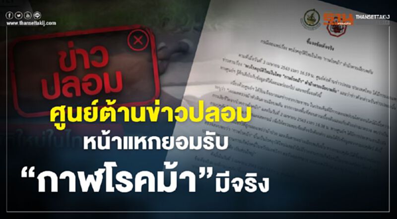 ศูนย์ต้านข่าวปลอมยอมรับ”กาฬโรคม้า”เป็นโรคอุบัติใหม่ ศูนย์ต้านข่าวปลอมยอมรับ”กาฬโรคม้า”เป็นโรคอุบัติใหม่