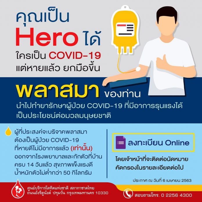 รัฐชวน700ผู้ป่วยโควิดสละเลือดทำยารักษา