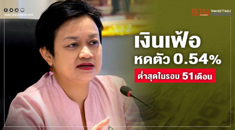 เงินเฟ้อหดตัว0.54% ต่ำสุดในรอบ51เดือน เงินเฟ้อหดตัว0.54% ต่ำสุดในรอบ51เดือน