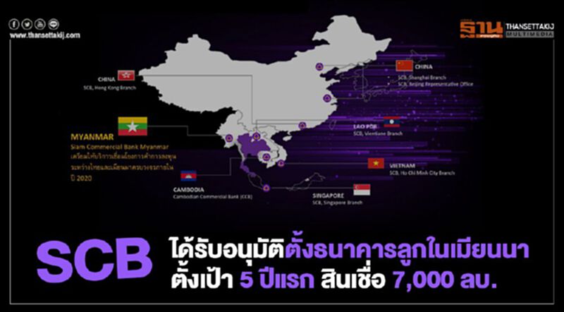 SCBได้รับอนุมัติตั้งธนาคารลูกในเมียนมา ตั้งเป้า 5 ปีแรก สินเชื่อ 7,000 ล้าน บาท SCBได้รับอนุมัติตั้งธนาคารลูกในเมียนมา ตั้งเป้า 5 ปีแรก สินเชื่อ 7,000 ล้าน บาท