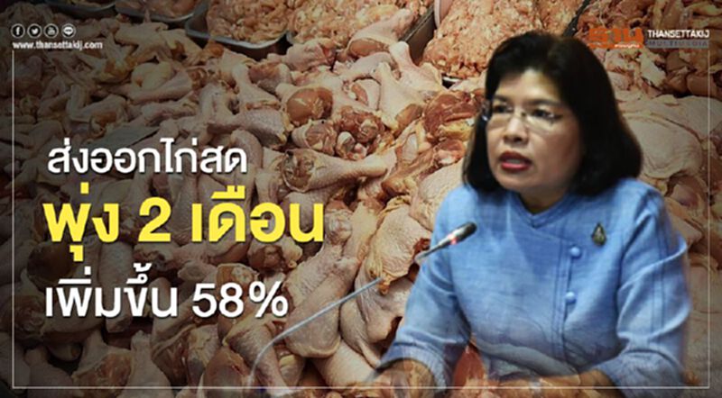ส่งออกไก่สดพุ่ง2เดือนเพิ่มขึ้น 58% ส่งออกไก่สดพุ่ง2เดือนเพิ่มขึ้น 58%