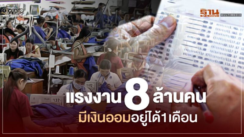 แรงงาน8ล้านคน มีเงินออมอยู่ได้1เดือน แรงงาน8ล้านคน มีเงินออมอยู่ได้1เดือน