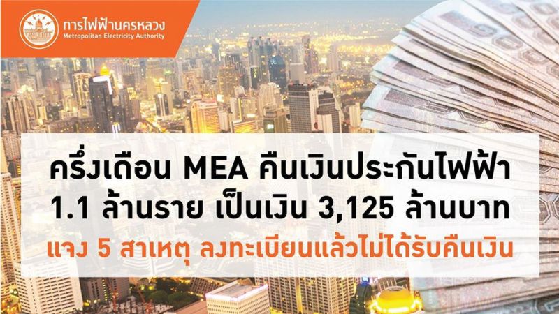 กฟน.คืนเงินประกันแล้ว 3,125 ล้าน
