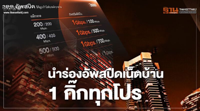 3BBนำร่องอัพสปีดเน็ตบ้าน 1 กิ๊กทุกโปร 3BBนำร่องอัพสปีดเน็ตบ้าน 1 กิ๊กทุกโปร