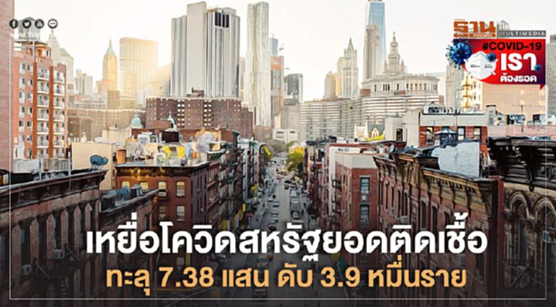 เหยื่อโควิดสหรัฐยอดติดเชื้อทะลุ 7.38 แสนดับกว่า 3.9 หมื่นราย เหยื่อโควิดสหรัฐยอดติดเชื้อทะลุ 7.38 แสนดับกว่า 3.9 หมื่นราย