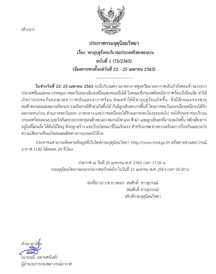“อีสาน” โดนก่อนพายุฤดูร้อนถล่ม 22-25 เม.ย.