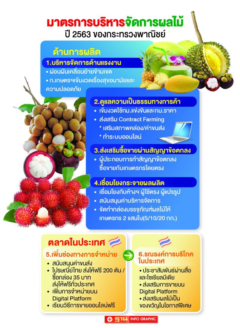 พณ.ประสานสิบทิศ  แก้ผลไม้ล้นตลาดสู้โควิด