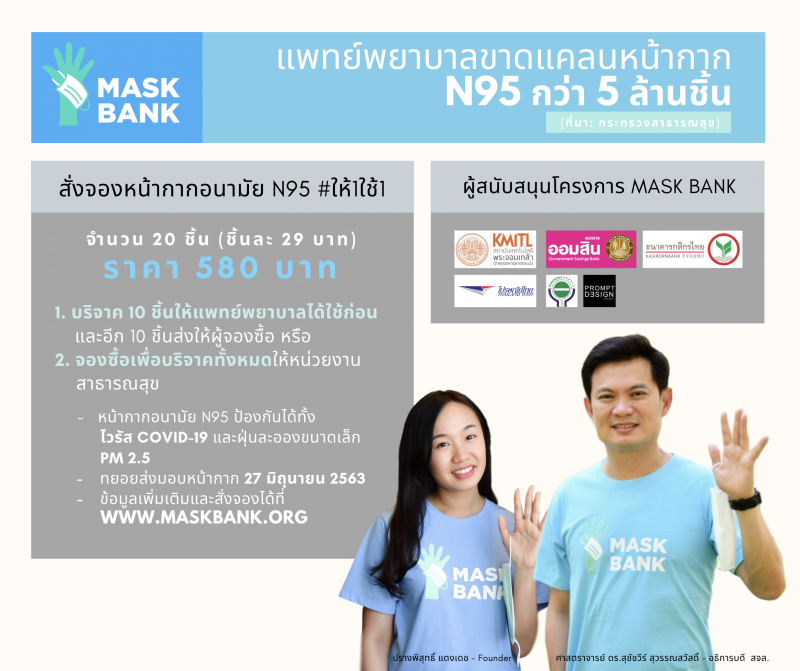 Mask Bank  เตรียมผุด โรงงานผลิตหน้ากากแห่งแรกภายใน มิ.ย.