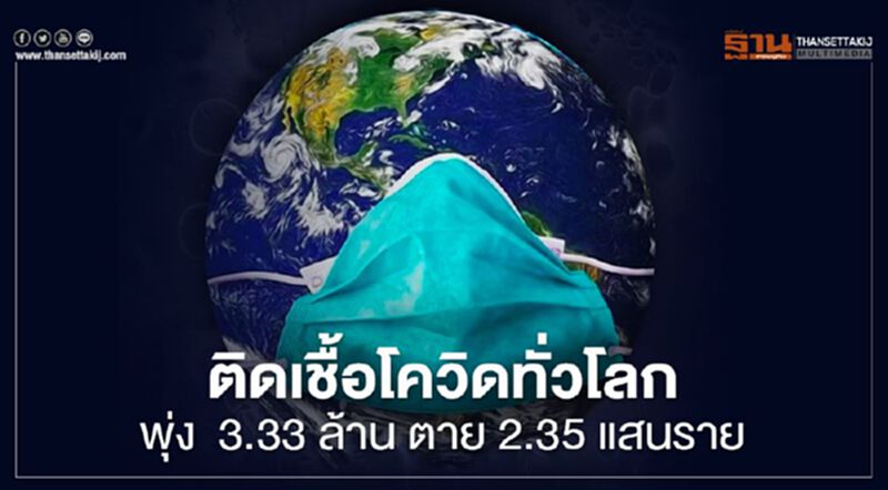 ติดเชื้อโควิดทั่วโลกพุ่ง 3.33 ล้าน ตาย 2.35 แสนราย ติดเชื้อโควิดทั่วโลกพุ่ง 3.33 ล้าน ตาย 2.35 แสนราย