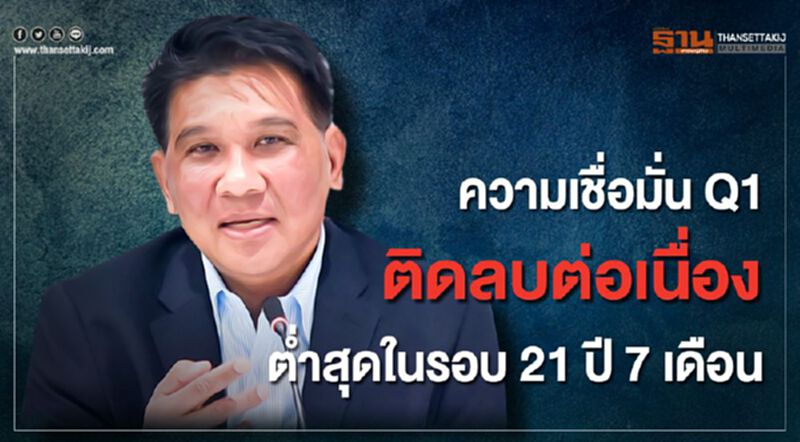 ความเชื่อมั่นQ1 ติดลบต่อเนื่อง ต่ำสุดในรอบ21ปี7เดือน ความเชื่อมั่นQ1 ติดลบต่อเนื่อง ต่ำสุดในรอบ21ปี7เดือน