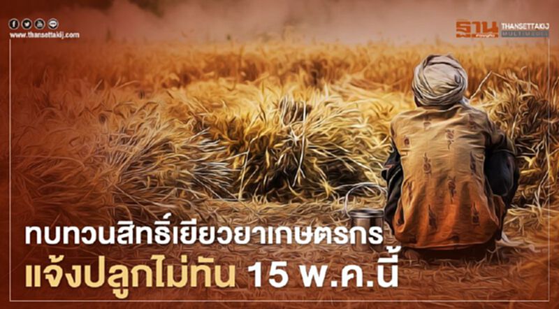ทบทวนสิทธิ์เยียวยาเกษตรกรแจ้งปลูกไม่ทัน 15 พ.ค.นี้ ทบทวนสิทธิ์เยียวยาเกษตรกรแจ้งปลูกไม่ทัน 15 พ.ค.นี้