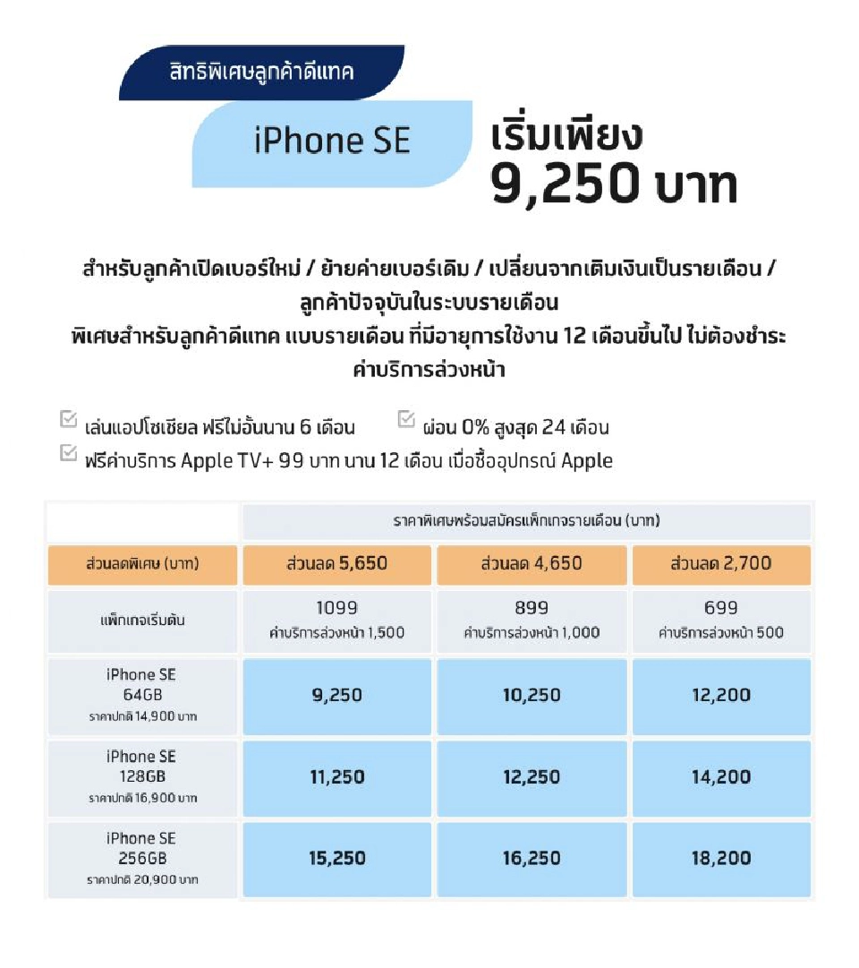ดีแทค เปิดจอง iPhone SE  ใหม่ เริ่ม 9,250 บาท ถึง 27 พ.ค.นี้