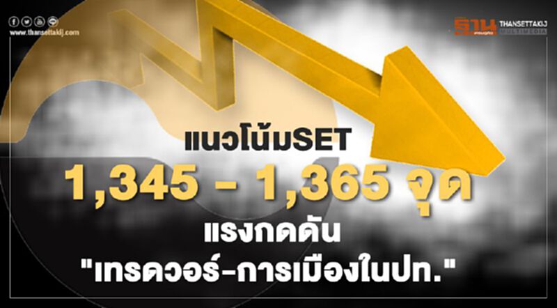 แนวโน้มSET 1,345 – 1,365 จุด แรงกดดัน"เทรดวอร์-การเมืองในปท." แนวโน้มSET 1,345 – 1,365 จุด แรงกดดัน"เทรดวอร์-การเมืองในปท."