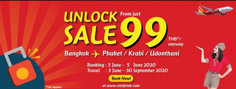 "ไทยเวียตเจ็ท" จัด "โปรฯปลดล็อค" ตั๋วเครื่องบิน ราคาเริ่มต้น99บาท