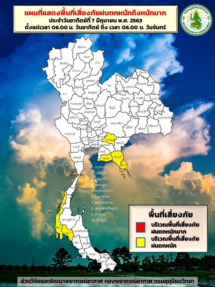 "พยากรณ์อากาศฝนตกหนัก"ภาคตะวันออก - ใต้  