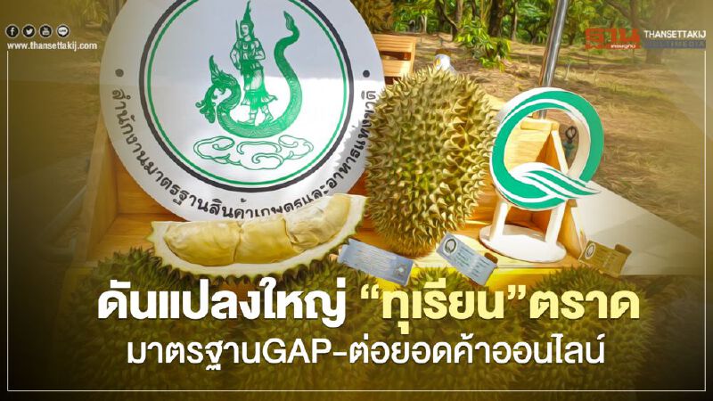 ดันเกษตรแปลงใหญ่ “ทุเรียน”ตราด มาตรฐาน GAP-ลุยต่อยอดค้าออนไลน์