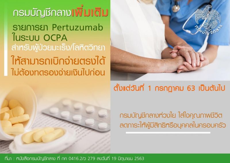 บัญชีกลางเพิ่มรายการยาระบบ OCPA สำหรับผู้มีสิทธิ
