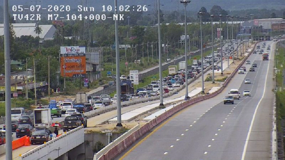 “จราจร”บางปะกง มุ่งหน้ามาบตาพุดปริมาณรถมาก