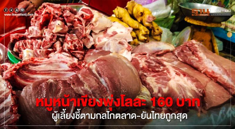 หมูหน้าเขียงพุ่งโลละ 160 บาท ผู้เลี้ยงชี้ตามกลไกตลาด-ยันไทยถูกสุด