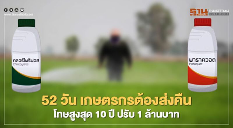 52 วัน เกษตรกรต้องส่งคืน โทษสูงสุดจำคุก 10 ปี ปรับ 1 ล้านบาท 52 วัน เกษตรกรต้องส่งคืน โทษสูงสุดจำคุก 10 ปี ปรับ 1 ล้านบาท