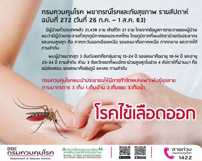 เตือนฤดูฝน โอกาสพบป่วย"ไข้เลือดออก"เพิ่ม 