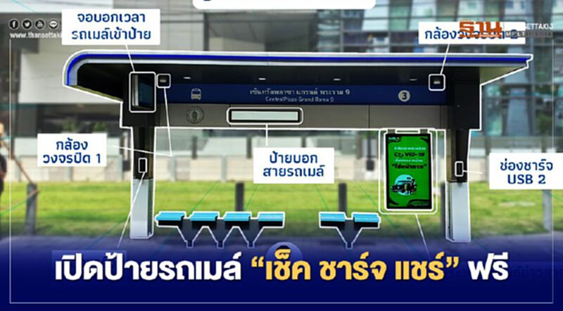 เปิดป้ายรถเมล์“เช็ค ชาร์จ แชร์” ฟรี เปิดป้ายรถเมล์“เช็ค ชาร์จ แชร์” ฟรี