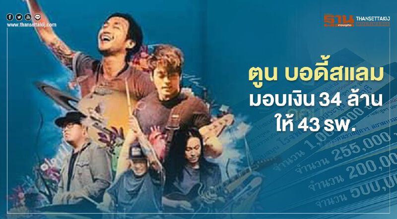 "ตูน บอดี้สแลม"มอบเงิน 34 ล้านให้ 43 โรงพยาบาล