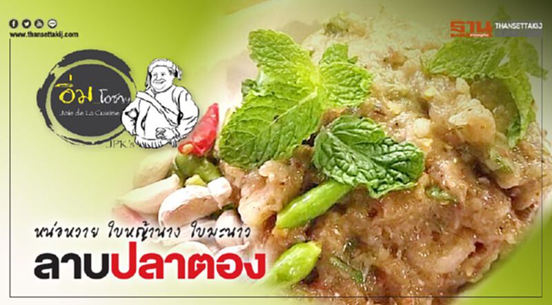 หน่อหวาย ใบหญ้านาง ใบมะนาว ลาบปลาตอง หน่อหวาย ใบหญ้านาง ใบมะนาว ลาบปลาตอง