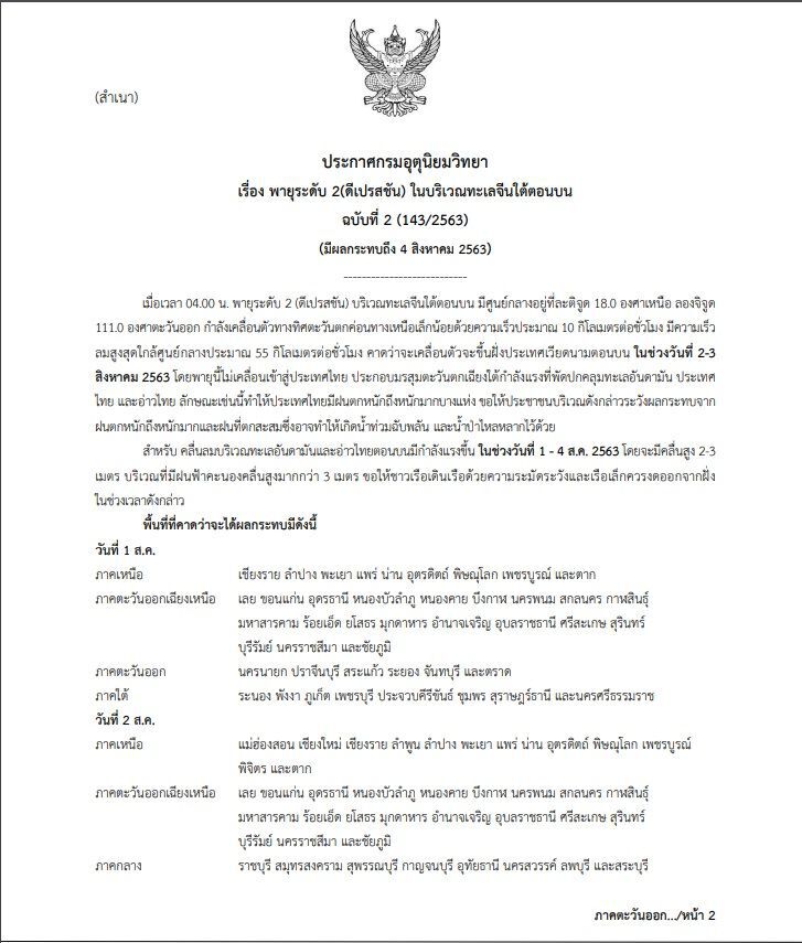  เตือน "ดีเปรสชั่น" ถล่ม 43 จังหวัดรับมือผลกระทบ ฝนตกหนักถึงหนักมาก วันนี้