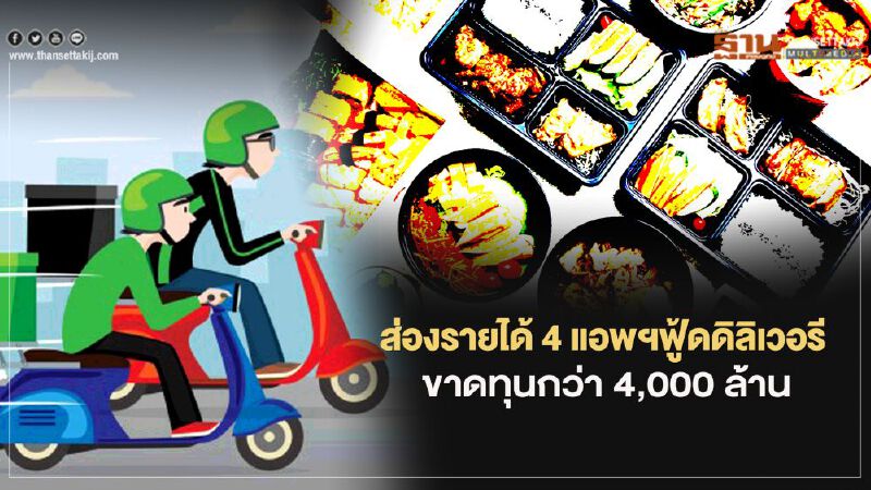 ส่องรายได้แอพฯฟู๊ดดิลิเวอรี่ ขาดทุนรวมกว่า4,000 ล้าน