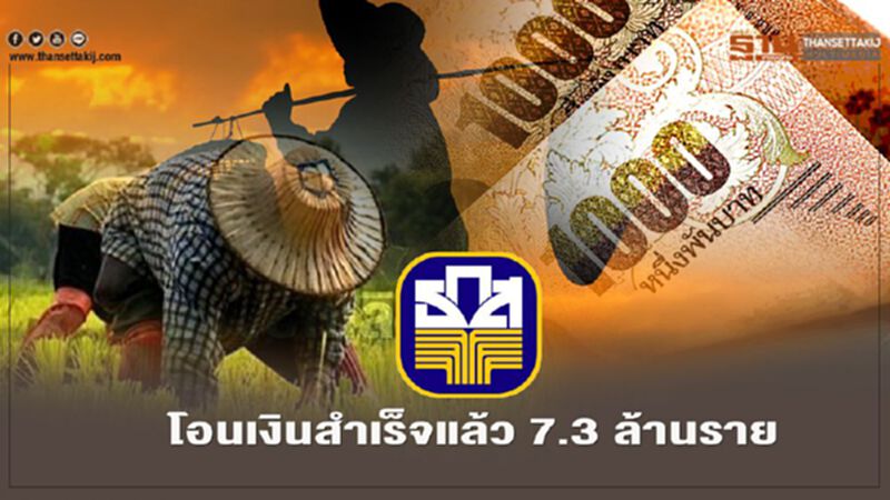 ตรวจสอบสถานะ www.เยียวยาเกษตรกร.com โอนสำเร็จแล้ว 7.3 ล้านราย ตรวจสอบสถานะ www.เยียวยาเกษตรกร.com โอนสำเร็จแล้ว 7.3 ล้านราย