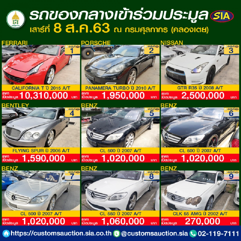 เช็กที่นี่ ประมูลรถของกลางที่กรมศุลกากร