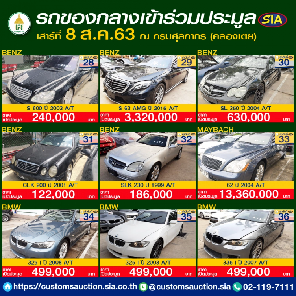 เช็กที่นี่ ประมูลรถของกลางที่กรมศุลกากร