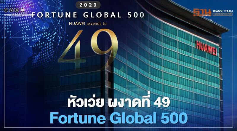 หัวเว่ย ผงาดอันดับ 49 Fortune Global 500 หัวเว่ย ผงาดอันดับ 49 Fortune Global 500