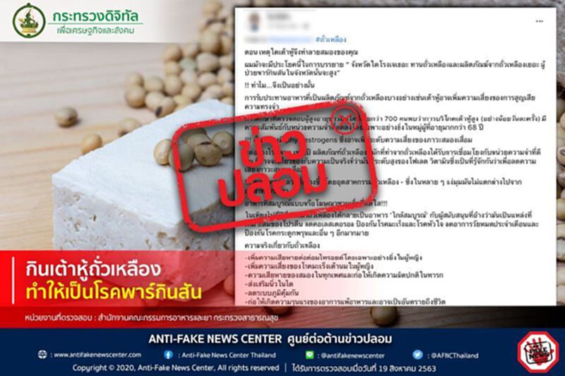 ข่าวปลอม! กินเต้าหู้ถั่วเหลือง ทำให้เป็นโรคพาร์กินสัน ข่าวปลอม! กินเต้าหู้ถั่วเหลือง ทำให้เป็นโรคพาร์กินสัน