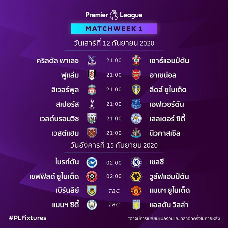 เช็กด่วน พรีเมียร์ลีกเปิดสนามวันไหน ?