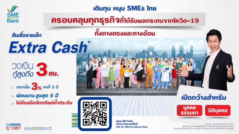 “ธพว.” ขยายเกณฑ์สินเชื่อ “Extra Cash”ดึง “SMEs” ถึงแหล่งทุน 5,000 ราย