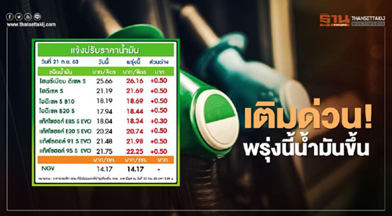 เติมด่วน ! พรุ่งนี้น้ำมันขึ้น 50 สตางค์ต่อลิตร เติมด่วน ! พรุ่งนี้น้ำมันขึ้น 50 สตางค์ต่อลิตร