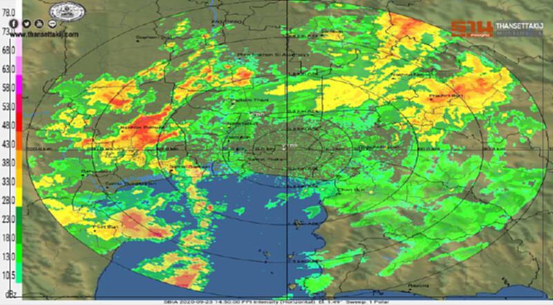 22.00 น. เรดาร์กกทม. ตรวจ พบกลุ่มฝนปานกลางถึงหนัก 22.00 น. เรดาร์กกทม. ตรวจ พบกลุ่มฝนปานกลางถึงหนัก