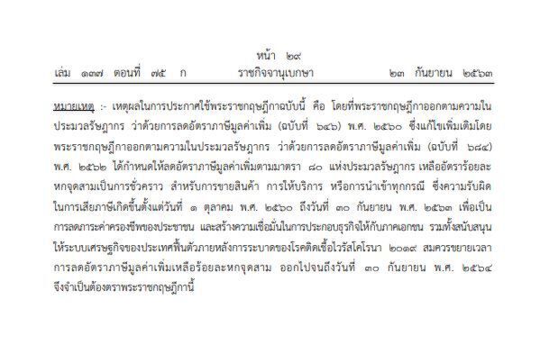 พระราชกฤษฎีกาออกตามความในประมวลรัษฎากร ว่าด้วยการลดอัตราภาษีมูลค่าเพิ่ม