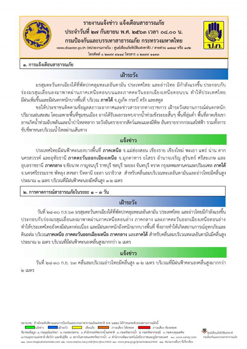 เช็กด่วน สภาพอากาศ 28-30 ก.ย. เฝ้าระวังน้ำท่วม-ดินถล่ม