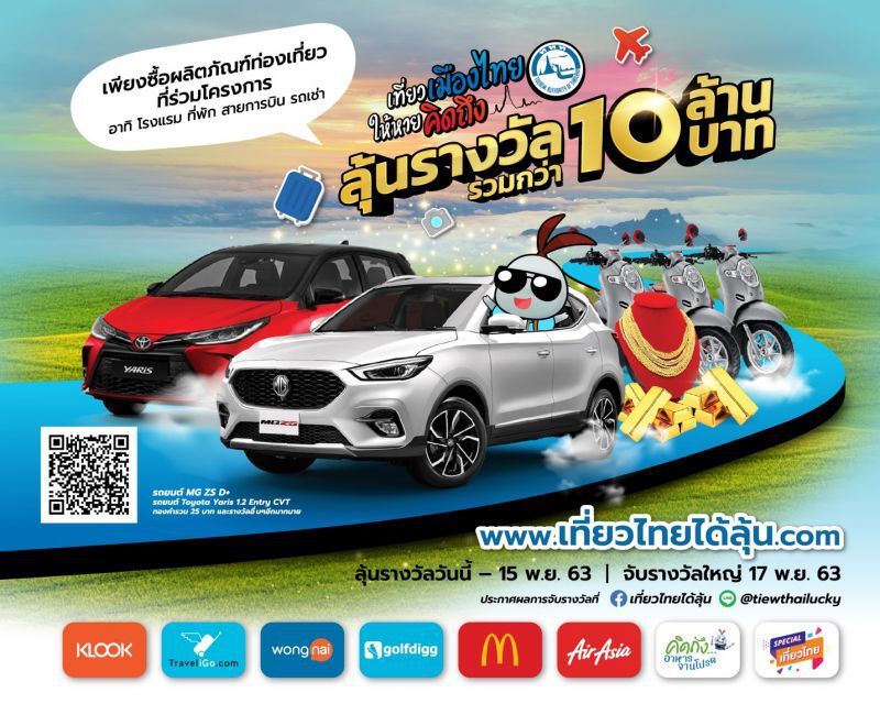 ชวน “เที่ยวเมืองไทยให้หายคิดถึง”  ลุ้นรางวัลใหญ่กว่า 10 ล้าน