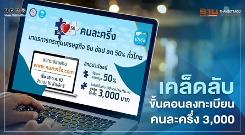 เปิดเคล็ดลับขั้นตอนง่ายๆ "ลงทะเบียนคนละครึ่ง3,000" เปิดเคล็ดลับขั้นตอนง่ายๆ "ลงทะเบียนคนละครึ่ง3,000"