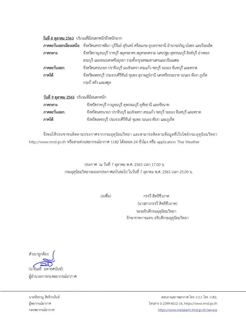 ประกาศกรมอุตุ​นิยม​วิทยา​ฉบับที่7