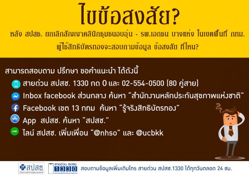 ไขข้อสงสัย ผู้ใช้สิทธิบัตรทองสอบถามข้อมูลได้ที่ไหน หลังสปสช.ยกเลิกสัญญาคลินิก- รพ.