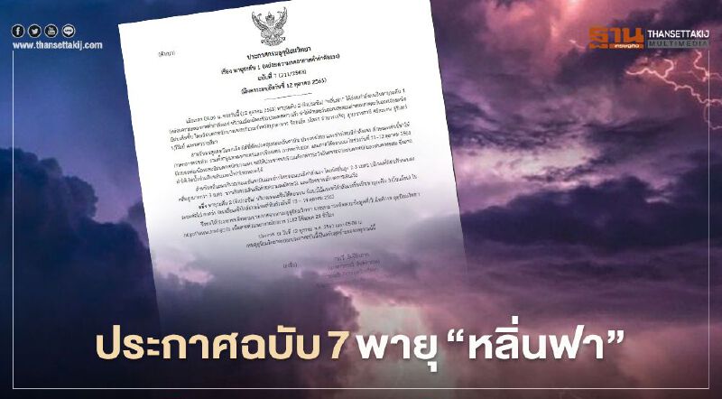 กรมอุตุฯประกาศเตือนฉบับ 7 พายุ“หลิ่นฟา” ฝนถล่มหนักภาคอีสานตอนล่าง