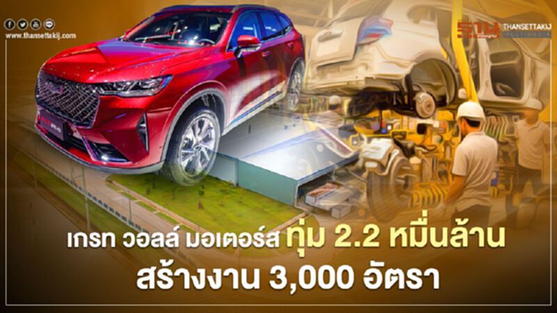 Great Wall Motors ลงทุน 2.2 หมื่นล้าน เพิ่มการจ้างงาน 3,000 อัตรา Great Wall Motors ลงทุน 2.2 หมื่นล้าน เพิ่มการจ้างงาน 3,000 อัตรา
